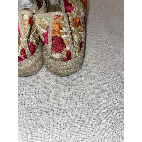 Mauro Leone Women’s Flat Espadrilles Sz 37 U.S. 6 M Tan Red Floral Embroideried - Picture 12 of 12